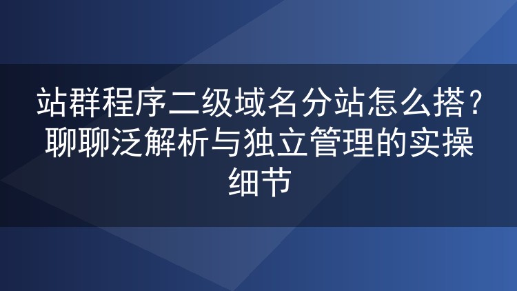 站群程序二级域名分站怎么搭?聊聊泛解析与独立管理的实操细节