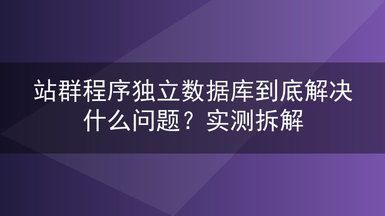 站群程序独立数据库到底解决什么问题?实测拆解