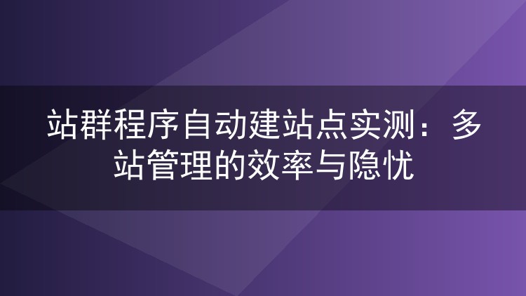 站群程序自动建站点实测：多站管理的效率与隐忧