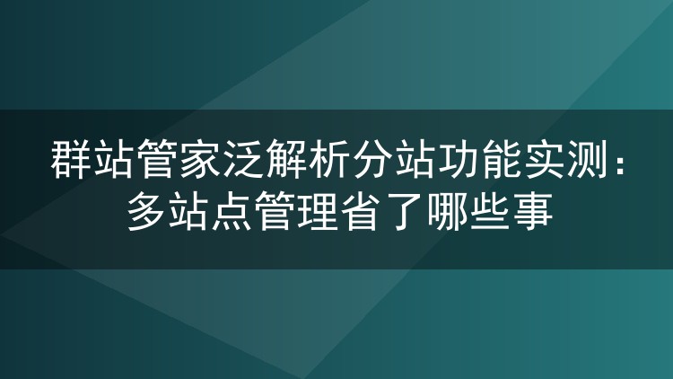群站管家泛解析分站功能实测：多站点管理省了哪些事