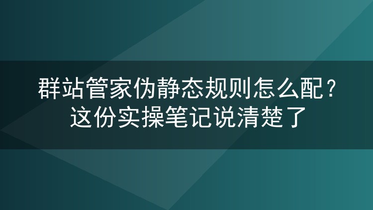 群站管家伪静态规则怎么配?这份实操笔记说清楚了