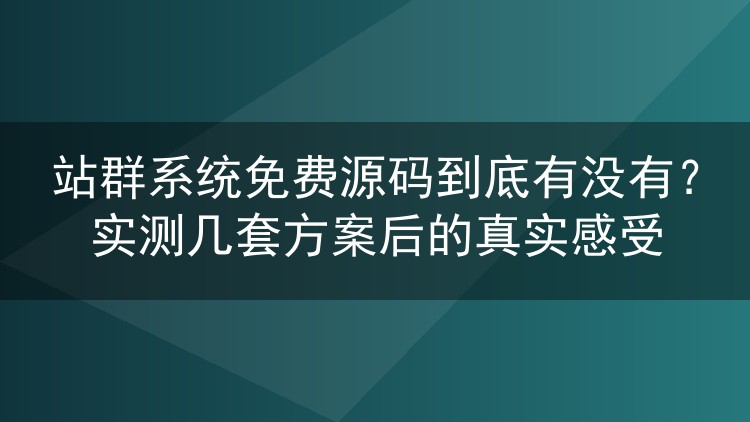站群系统免费源码到底有没有?实测几套方案后的真实感受
