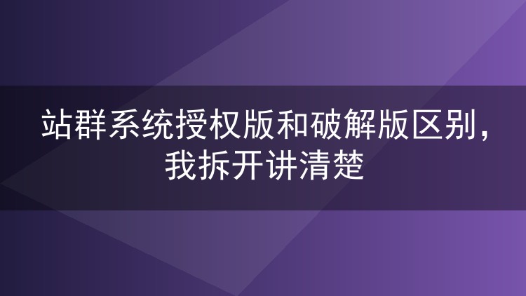 站群系统授权版和破解版区别，我拆开讲清楚