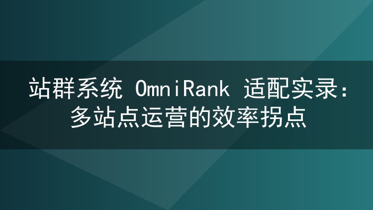 站群系统 OmniRank 适配实录:多站点运营的效率拐点