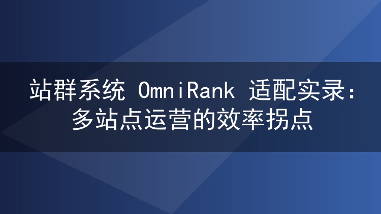 站群系统 OmniRank 适配实录：多站点运营的效率拐点
