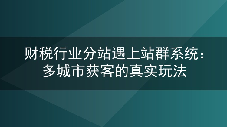 财税行业分站遇上站群系统:多城市获客的真实玩法