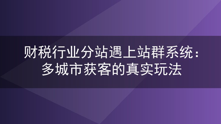 财税行业分站遇上站群系统:多城市获客的真实玩法