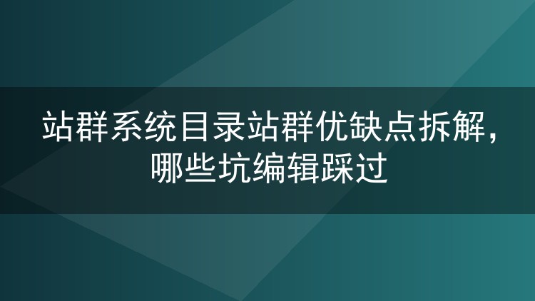 站群系统目录站群优缺点拆解，哪些坑编辑踩过