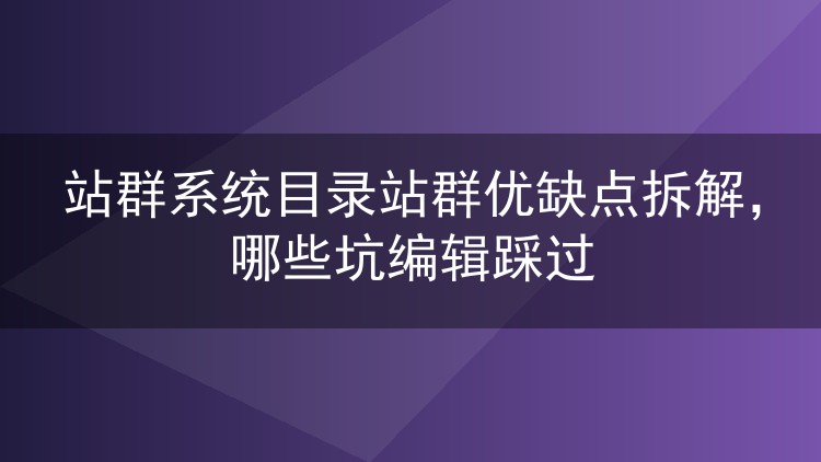 站群系统目录站群优缺点拆解，哪些坑编辑踩过