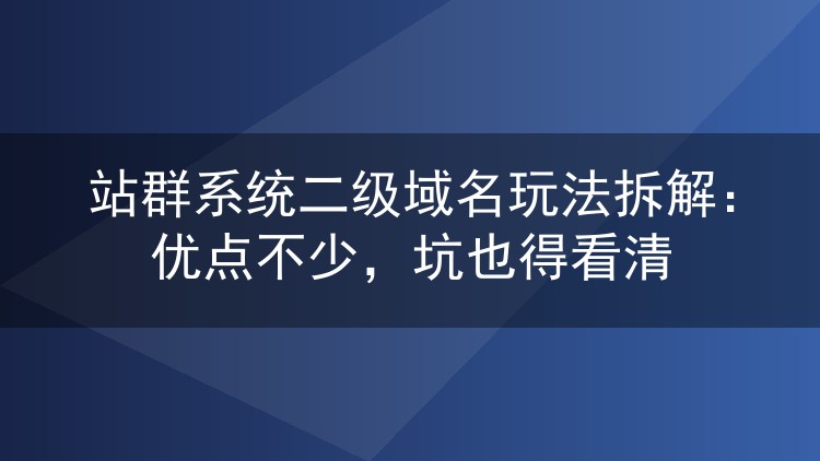 站群系统二级域名玩法拆解:优点不少,坑也得看清