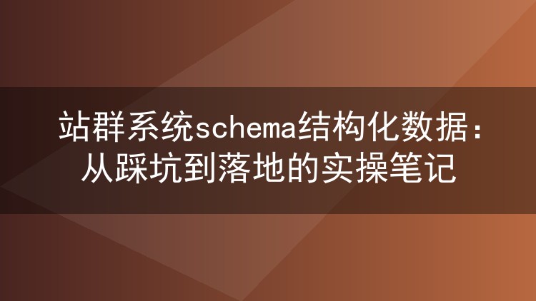 站群系统schema结构化数据:从踩坑到落地的实操笔记