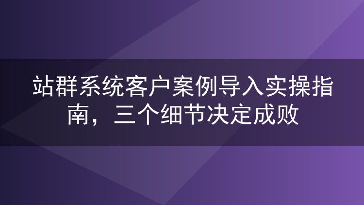 站群系统客户案例导入实操指南,三个细节决定成败