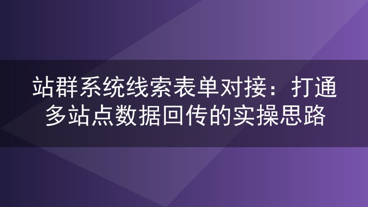 站群系统线索表单对接：打通多站点数据回传的实操思路