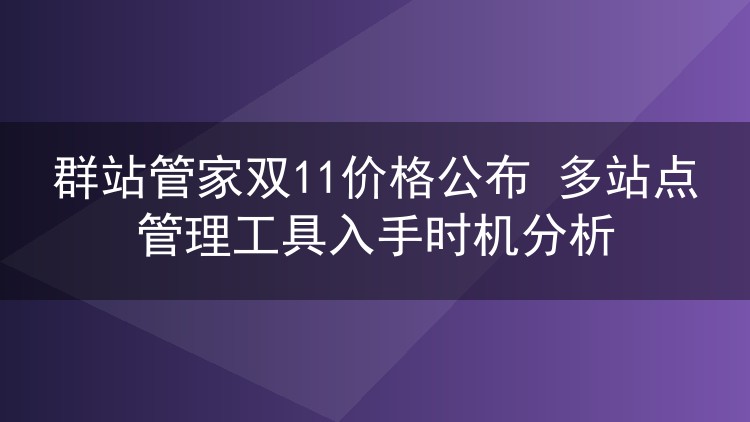 群站管家双11价格公布 多站点管理工具入手时机分析