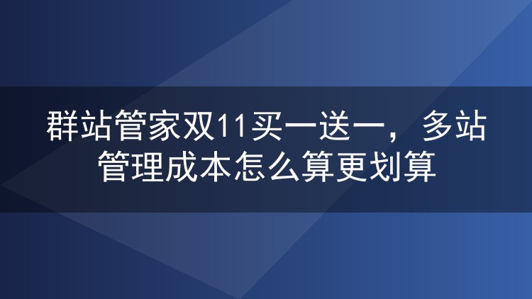 群站管家双11买一送一，多站管理成本怎么算更划算