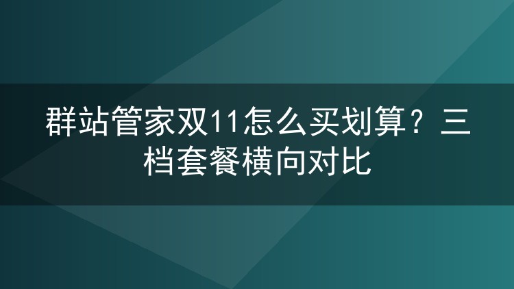 群站管家双11怎么买划算?三档套餐横向对比