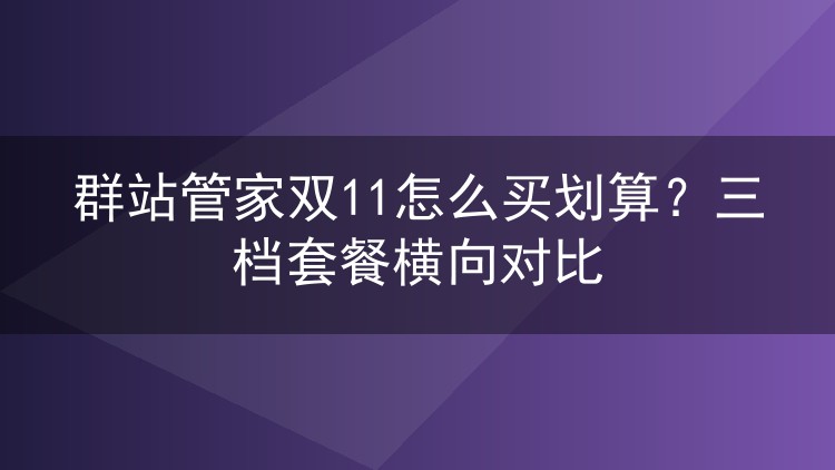 群站管家双11怎么买划算？三档套餐横向对比