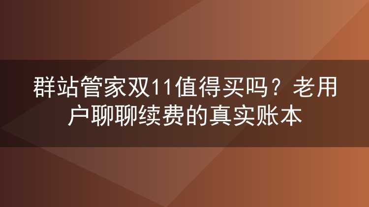 群站管家双11值得买吗?老用户聊聊续费的真实账本