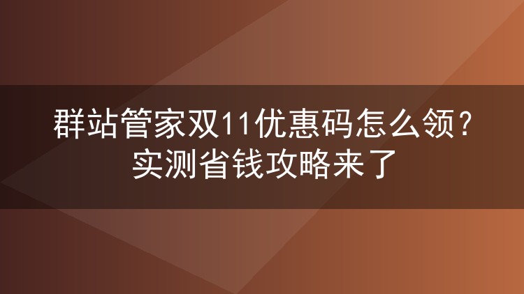 群站管家双11优惠码怎么领?实测省钱攻略来了