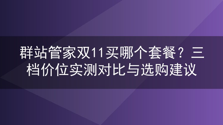 群站管家双11买哪个套餐？三档价位实测对比与选购建议