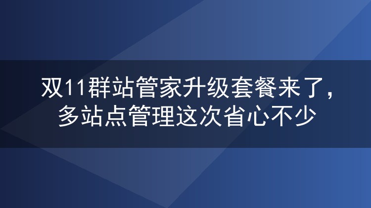双11群站管家升级套餐来了，多站点管理这次省心不少