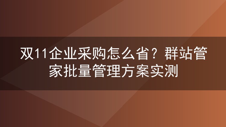 双11企业采购怎么省?群站管家批量管理方案实测