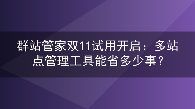 群站管家双11试用开启：多站点管理工具能省多少事？