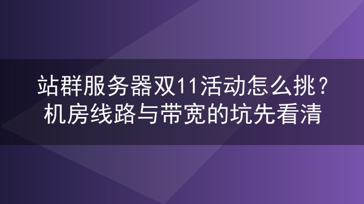 站群服务器双11活动怎么挑?机房线路与带宽的坑先看清