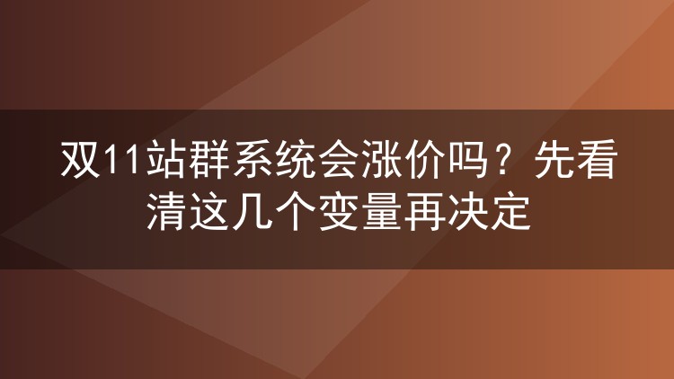 双11站群系统会涨价吗？先看清这几个变量再决定