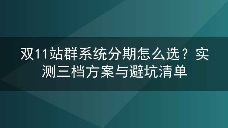 双11站群系统分期怎么选？实测三档方案与避坑清单
