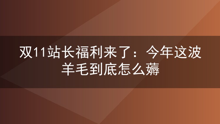 双11站长福利来了:今年这波羊毛到底怎么薅