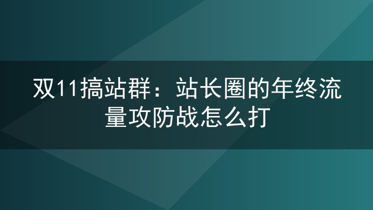 双11搞站群:站长圈的年终流量攻防战怎么打