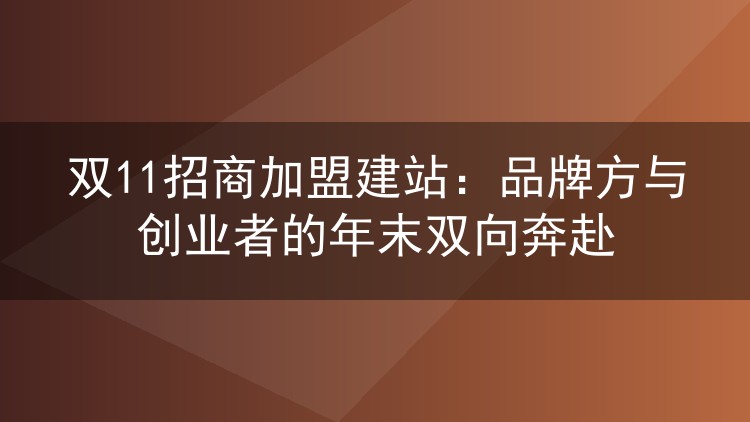 双11招商加盟建站:品牌方与创业者的年末双向奔赴