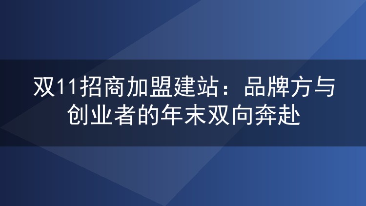 双11招商加盟建站：品牌方与创业者的年末双向奔赴
