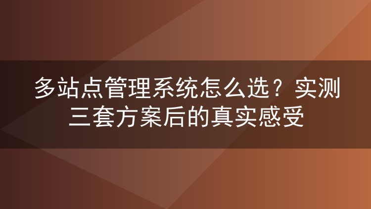多站点管理系统怎么选?实测三套方案后的真实感受