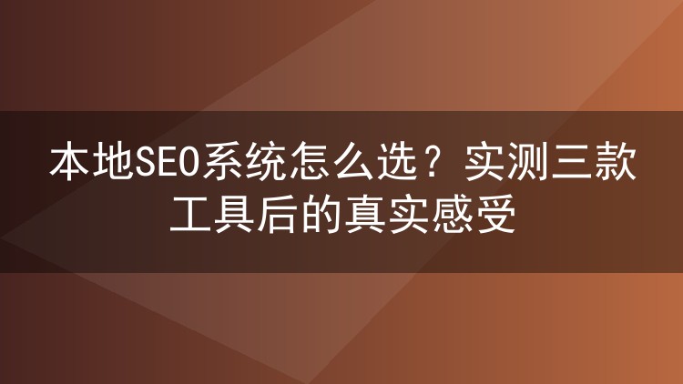 本地SEO系统怎么选？实测三款工具后的真实感受