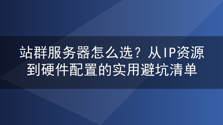 站群服务器怎么选？从IP资源到硬件配置的实用避坑清单