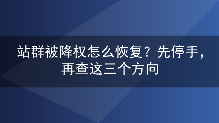 站群被降权怎么恢复?先停手,再查这三个方向