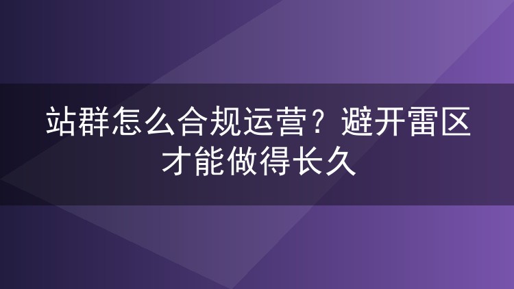 站群怎么合规运营?避开雷区才能做得长久