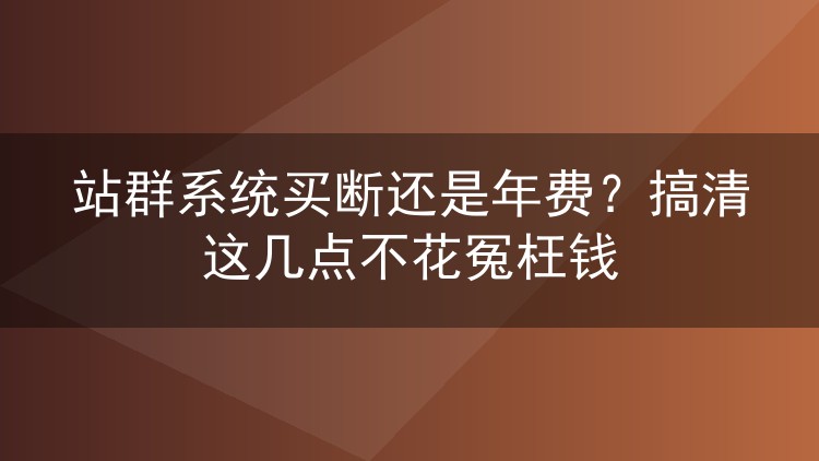 站群系统买断还是年费？搞清这几点不花冤枉钱