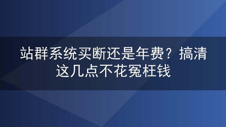 站群系统买断还是年费？搞清这几点不花冤枉钱