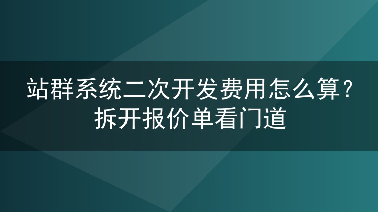 站群系统二次开发费用怎么算?拆开报价单看门道