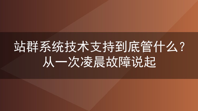 站群系统技术支持到底管什么？从一次凌晨故障说起