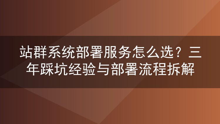 站群系统部署服务怎么选？三年踩坑经验与部署流程拆解