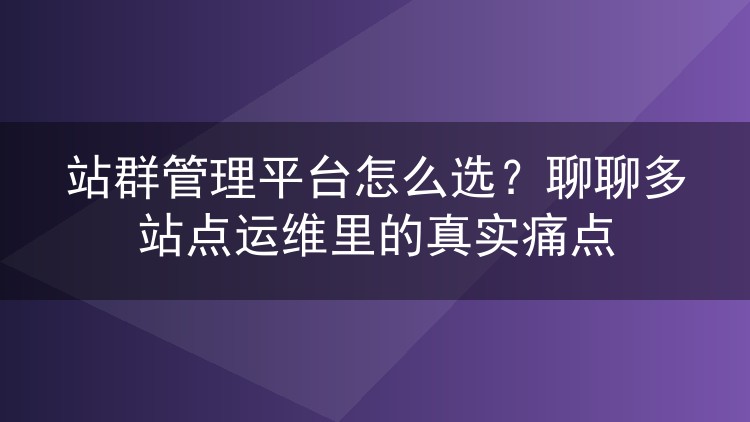 站群管理平台怎么选?聊聊多站点运维里的真实痛点
