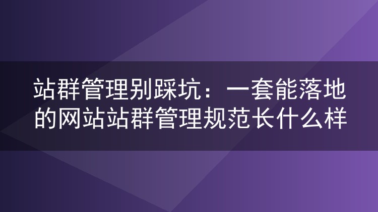 站群管理别踩坑:一套能落地的网站站群管理规范长什么样
