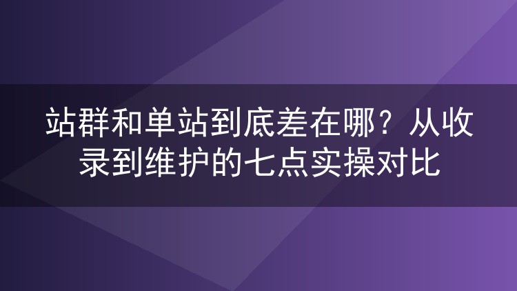 站群和单站到底差在哪？从收录到维护的七点实操对比