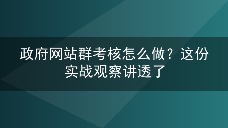 政府网站群考核怎么做？这份实战观察讲透了