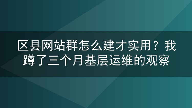 区县网站群怎么建才实用?我蹲了三个月基层运维的观察