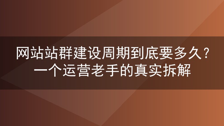 网站站群建设周期到底要多久?一个运营老手的真实拆解
